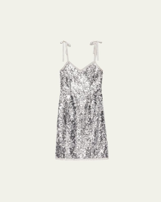 Sequin Tie-Shoulder Midi Dress